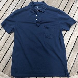 Peter Manning Men's Short-sleeve Pocket Jersey Polo, Navy, XS (Size 2)